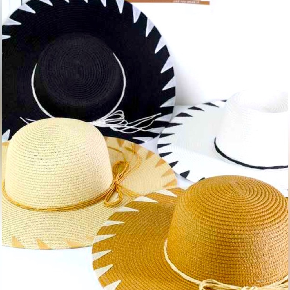 Contrast Brim Straw Sun Hat